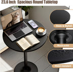 Furmax Bistro Pub Table Round Bar Height Cocktail Table for Home Bar, Round Bar Tables for Party, Dining Room, Living Room and Wedding, Metal Base MDF Top Obsidian, 40.6 Inch Height (1, Dark Black-1)