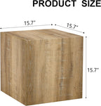 Modern Natural Color Wooden End Table for Living Room, MDF Construction Square Sofa Side Table Small Nightstand for Home Apartment, 15.7 x 15.7 x 15.7 Inch, Easy to Clean, Non-Slip Feet Pad