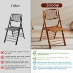 Bamboo Folding Chair, Completely Upgraded Foldable Vintage Dining Chair with 330lb Handcrafted for Living Room Patio Garden Balcony Indoor/Outdoor (1, Antique Brown)