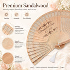 Personalized Wedding Fans for Guests, Custom Wooden Folding Hand Fans Bulk, Engraved Sandalwood Handheld Fans with Organza Bags & Tassels, Party, Bridal & Birthday Shower Favors (30PCS)