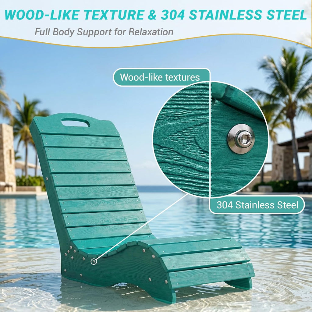 Skybright HDPE Pool Lounge Chairs, in-Pool Chaise Lounge Outdoor with Wheels, S Shape Patio Sun Shelf Lounger for Poolside, Deck, Patio, Beach