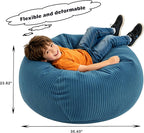 LPMOERA Bean Bag Chairs for Kids/Teen with Memory Foam Filling Bean Bag Sofa with Soft Corduroy Fabric BeanBag Chair for Living Room Bedroom College Dorm Reading Chair Blue