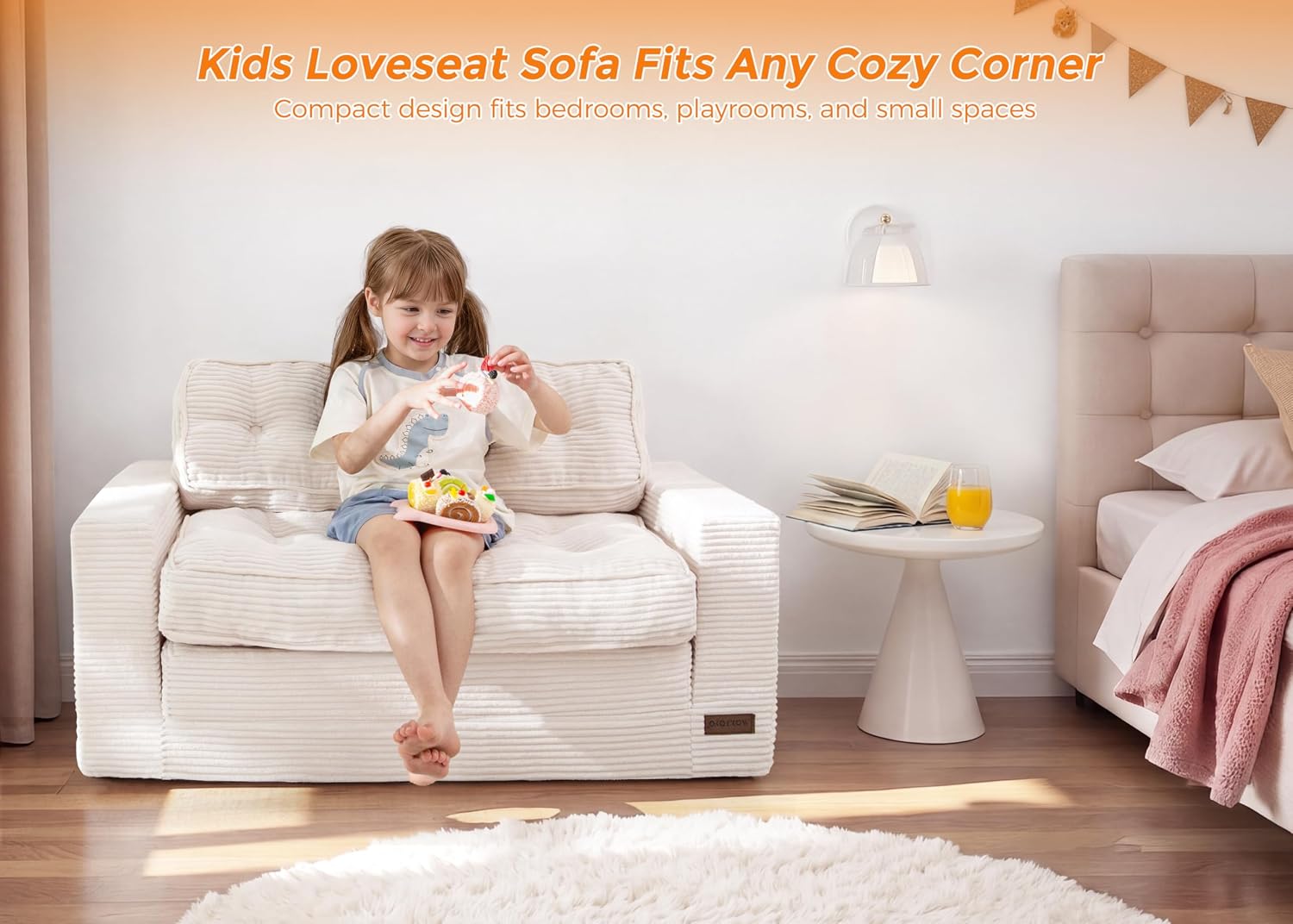 MAXYOYO Convertible Sofa Bed for Boys and Girls, Floor Kids Bean Bag Chair | Pull Out Folding Kids Sofa Chair, Comfy Kids Bean Bag Chair for Playroom, Children's Day & Birthday, Beige