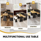 Kitchen Breakfast Nook Table Set - Solid Wood Corner Bench Dining Set for 4-6 People, L Shaped Bench for Dinner Room, Space Saving Kitchen Booth Seating with Table for Small Space, Ink Black