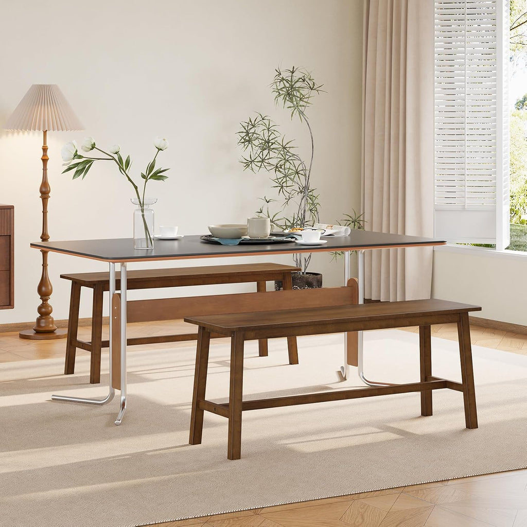 HOOBRO 39.3'' Bamboo Dining Bench, Farmhouse Kitchen Table Bench, Kitchen & Living Room Furniture, Easy to Assemble, Sturdy and Stable, Mocha MA03CD01G2