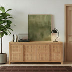 Walker Edison Booker Modern Sideboard/TV Stand with Adjustable Cabinets, 74 Inch, Heritage Oak