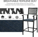 Kozyard Outdoor Counter Height Bar Stools Set of 2, Patio Bar Chairs with Wrought Iron Frame & Textilene Fabric, Outdoor Dining Chairs for Patio, Poolside, Backyard Navy Blue