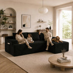 Boneless Couch Comfy Sectional Couches for Living Room,U Shaped Modular Cloud Couch Sofa, Minimalist Modular Sectional Sofa with Deep Seat (Black, 96" L Shaped with Right Facing Chaise)