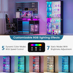 71" Tall Display Cabinet with Glass Doors, Rounded Curio Cabinet with Motion Sensor RGB Lights, 6-Tier Lockable Display Case for Collectibles & Action Figures, Trophy Case for Living Room,Black