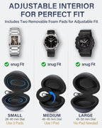 ProCase Single Watch Travel Case with Carabiner Clip – Rigid EVA Hard Shell Watch Travel Box, Compact Organizer Fits Luxury & Smartwatches up to 50mm for Travel, Outdoor & Gym -Navy