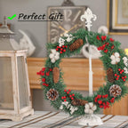 Wreath Stands for Display, Adjustable Wreath Holder Stand, Cast Iron White Retro Wreath Hanger 18" to 26" with Heavy Base, Fleur-De-Lis Tall Floor and Tabletop Christmas Wreath Stands