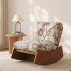 Mid-Century Modern Chenille Rocking Chair, Pattern White | Soft chenille upholstery | Sturdy solid wood base | Set of 1 | For nursery, living room, & bedroom