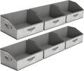 SONGMICS Set of 6 Storage Baskets, Foldable Storage Bins with Removable Dividers, Fabric Boxes, 15.7 x 11.8 x 7.9 Inches, Closet Organizers, 3 Handles, for Living Room, Cattail Gray URFB0140G01