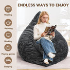 3 in 1 Giant Bean Bag Chair for Adults & Kids, Floor Futon Mattress, Couch & Floor Cushion, Comfy Reading Lounge Sofa, Soft Corduroy Washable Cover for Bedroom, Living Room & Dorm, Black