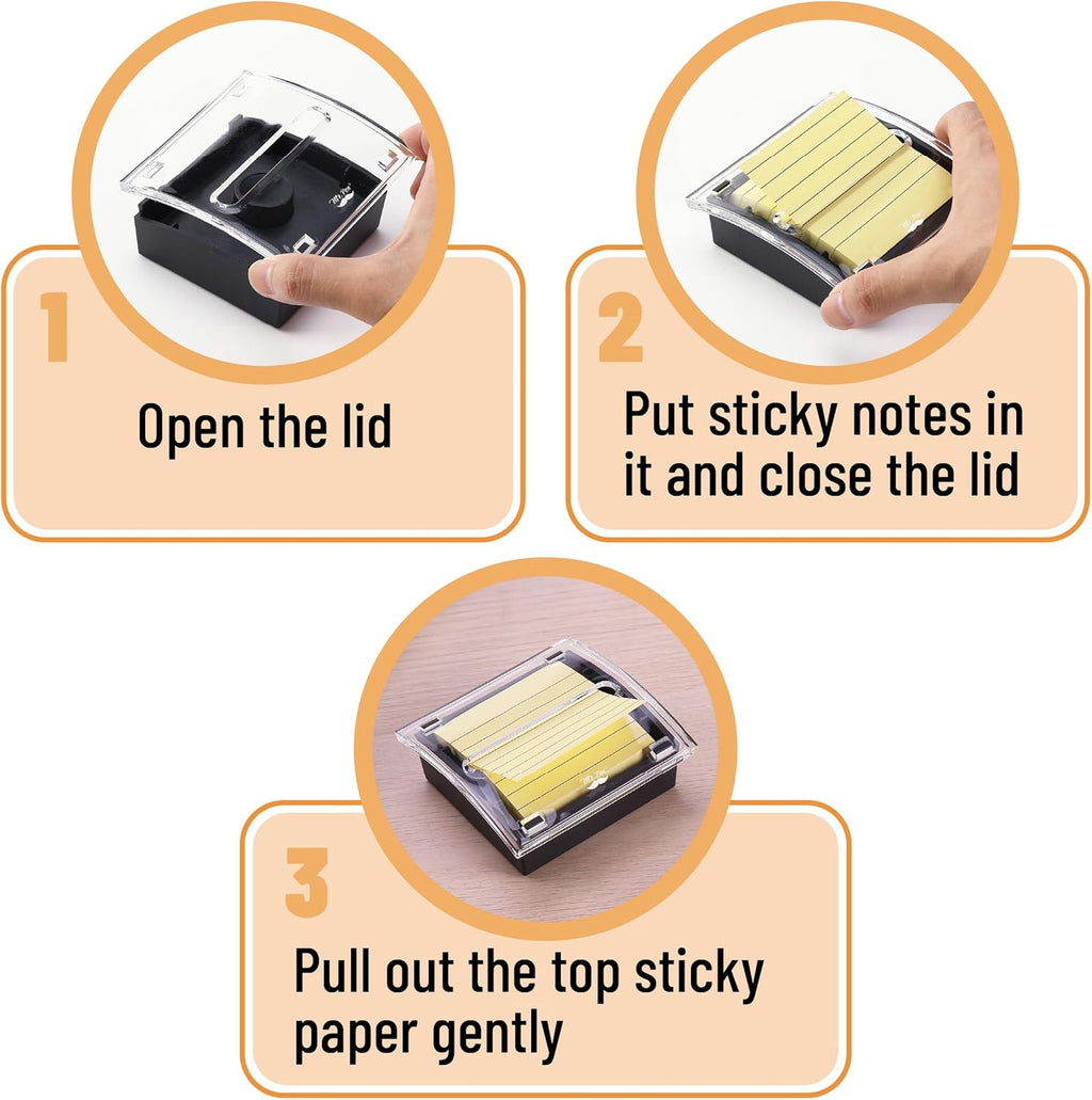 Mr. Pen Pop Up Sticky Note Dispenser, 3" x 3", Black, Sticky Note Dispenser, Sticky Note Holder for Desk, Clear Top
