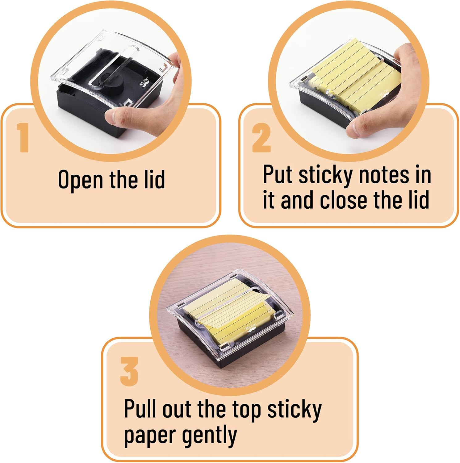 Mr. Pen Pop Up Sticky Note Dispenser, 3" x 3", Black, Sticky Note Dispenser, Sticky Note Holder for Desk, Clear Top