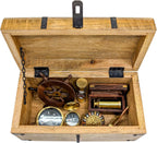 Handmade Pirate Treasure Chest - Wooden Storage Box with Iron Lock & Skeleton Key - Rustic Decorative Jewelry, Toy, Geocache, or Keepsake Chest (Large 12.25 x 6.25 x 6)