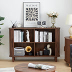 Fluted Sideboard Cabinet, Sideboard Buffet Cabinet with Storage and Sliding Doors, Modern Kitchen Storage Cabinet Coffee Bar Table for Living Room, Kitchen, Entryway (Walnut)