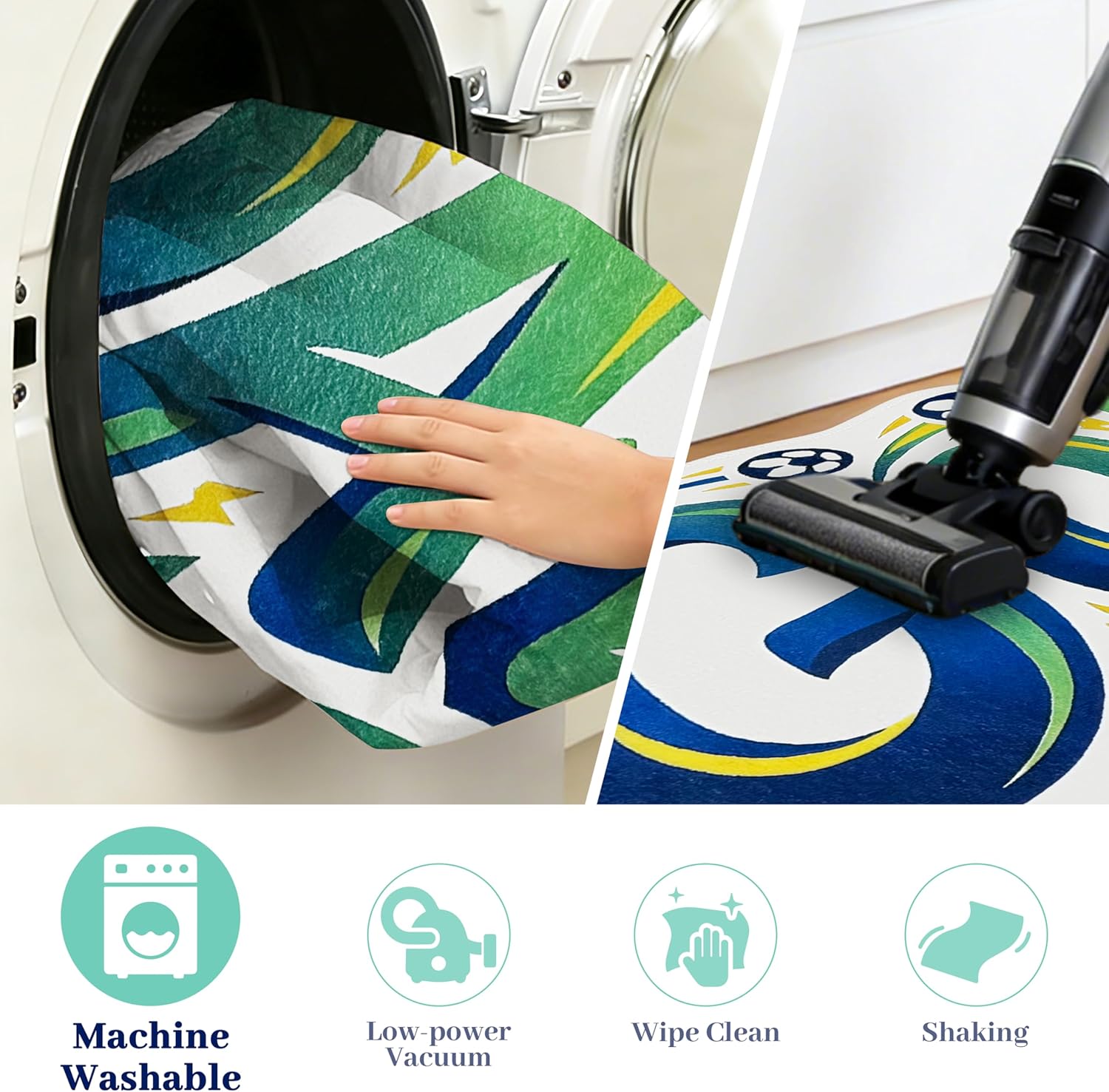 Soccer Rug, 24"x40" Area Rug Washable Low Pile Soft Soccer Mat for Boys Bedroom Playroom Entryway Soccer Decorative Room Decor
