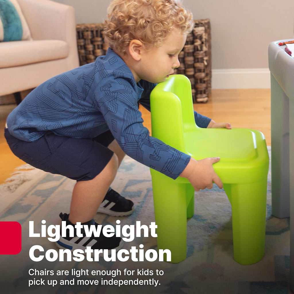 Step2 Mighty My Size Kids Table & Chair Set, Playroom Activity Table for Arts & Crafts, Made of Durable Plastic, For Toddlers 2+ Years Old, Gray & Green