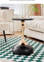 Light Luxury Coffee Table Living Room Metal Moving knickknacks Bedroom nightstand Creative Sofa Side Several Balconies Round Table Italian-Style Telephone Table (Black)