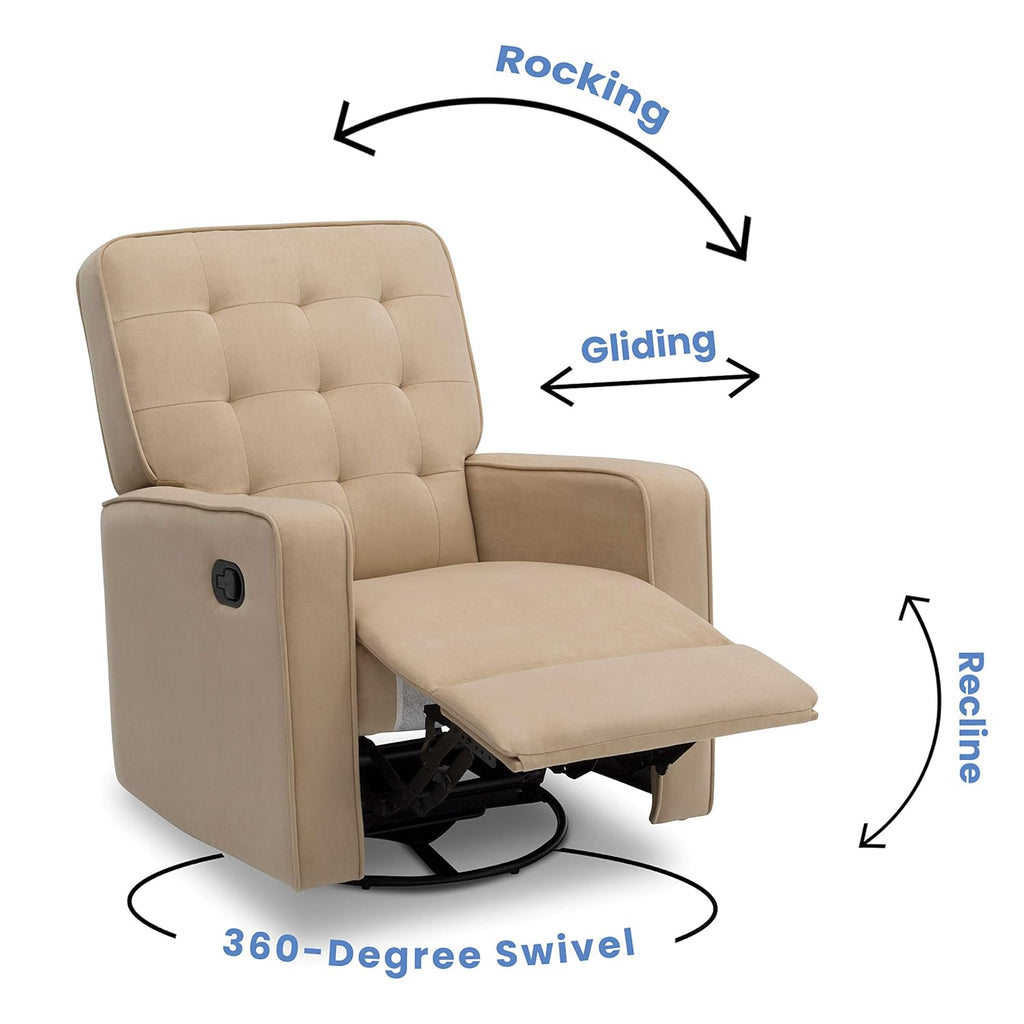 Delta Children Gavin Recliner Glider Swivel Chair Featuring LiveSmart Fabric by Culp - Stain-Resistant, Repels Moisture, Kid & Pet-Friendly Fabric, Sisal