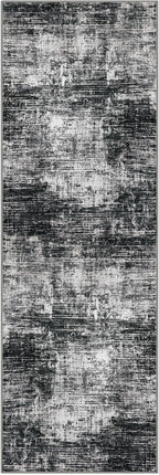 KILOCOCO Modern Abstract Runner Rug 2x6 ft Washable Hallway Runner Rug Non Slip Soft Printed Kitchen Runners for Hallways Entryway Bedside Laundry Room Floor Runners, Black/Grey