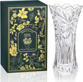 12" Glass Crystal Vase for Flowers with Luxury Gift Box, Elegant Tall Clear Vases for Mother's Day, Wedding, Valentine Gift, Large Floreros Centerpieces for Living Room Home Décor