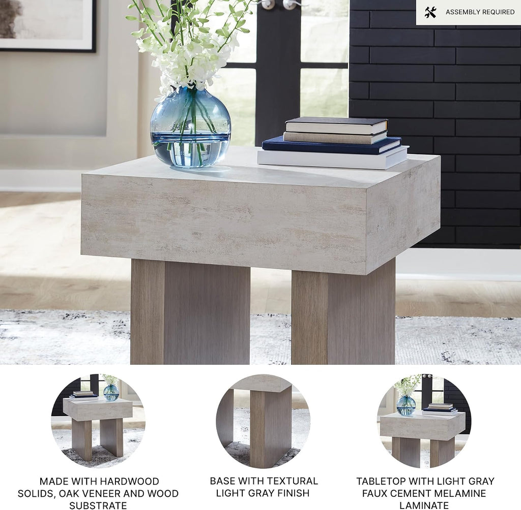 Signature Design by Ashley Jorlaina Modern End Table with Heat Resistant, Scratch Resistant and Fade Resistant Surface, Light Gray & Light Brown