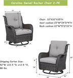 Rilyson Wicker Rocking Chair Swivel Chairs - 4 Piece Rocker Patio Chairs Set Rattan Rocking Chair for Outdoor Porch Deck Garden Backyard(Brown/Grey)
