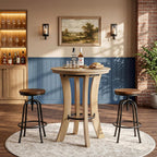 Tribesigns Round Bar Table, 39.4" H Wood Counter Height Pub Bistro Table with Metal Footrest, Modern Tall Kitchen Breakfast Table for Home Bar, Dining Room, Small Space, Light Brown (Table Only)