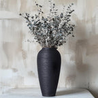 Rustic Ceramic Vase, 13.4" Black Farmhouse Tall Vase, Large Vintage Vases, Modern Terracotta Decor Vases for Home Decor, Living Room, Entryway, Table Centerpieces, Kitchen, Housewarming Gifts