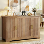 Memobarco Fluted Buffet Cabinet with Storage（55.59" W Accent Sideboard Cabinet Modern Credenza with Doors & Adjustable Shelves Modular Coffee Bar Media Console for Dining Room Entryway,Natural Oak