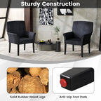POWERSTONE Executive Accent Chair Set of 2 Fabric Guest Chair Office Chair Reception Waiting Room Armchair with Wooden Legs Single Sofa Home Theater Seating, Black