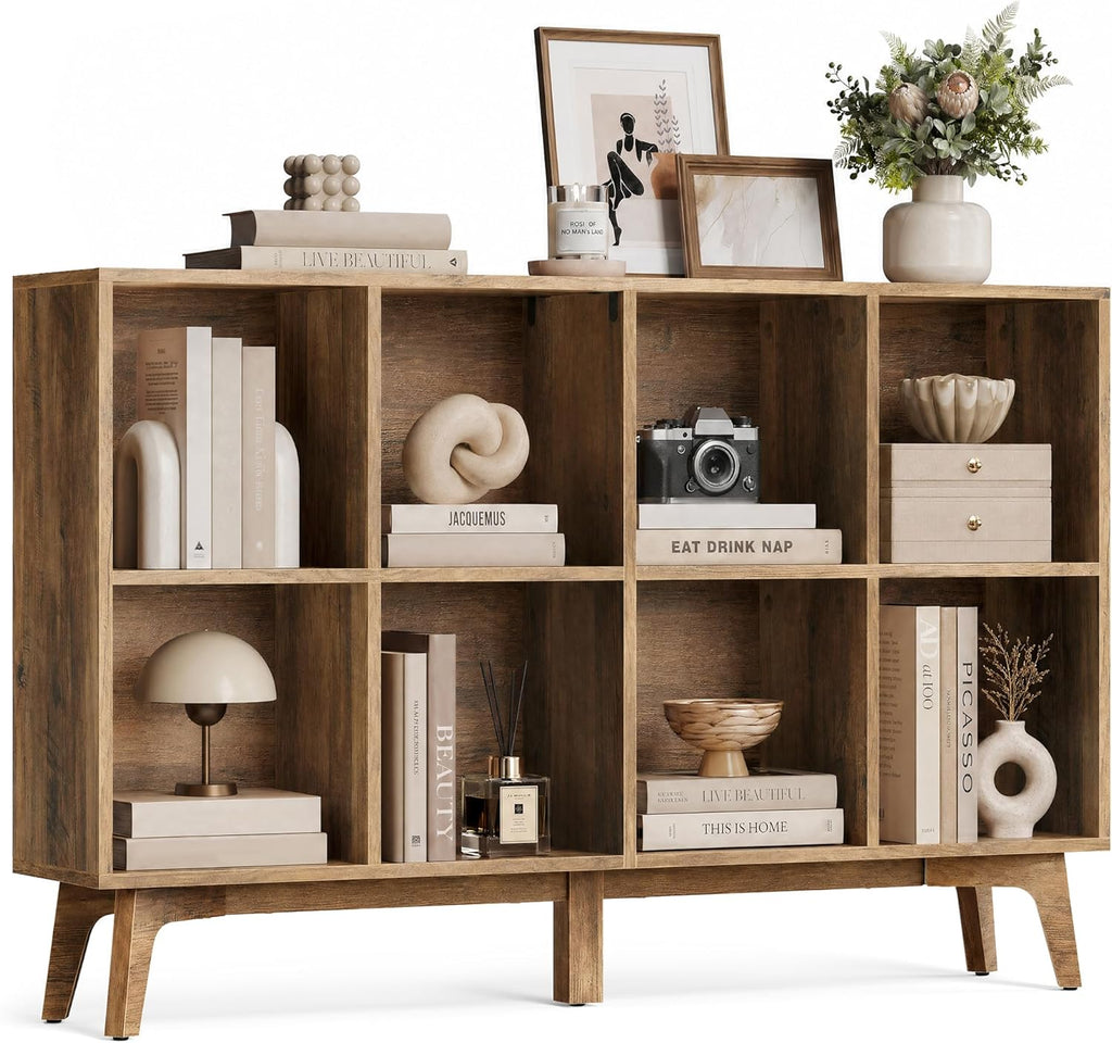 VASAGLE MAEZO Collection - Bookshelf, Bookcase, Cube Shelf with 8 Compartments, Storage Shelf, for Living Room, Home Office, Dining Room, 9.4 x 47.1 x 30.3 Inches, Honey Brown ULBC193KB01S