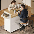 IRONCK Kitchen Island with Power Outlet & Drop Leaf, 47.2" Width Rolling Kitchen Island on Wheels with Storage, Mobile Kitchen Island Cart with Spice Rack, Open Shelves and Drawer, White