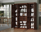 Palace Imports Solid Wood Storage Cabinet – 71.5" H x 65" W - Tall Kitchen Pantry Cabinet w/ 8 Shaker Doors, 2 Drawers & 12 Adjustable Shelves – Mocha, Cupboard, 100% Eco-Friendly Wood, Made in Brazil