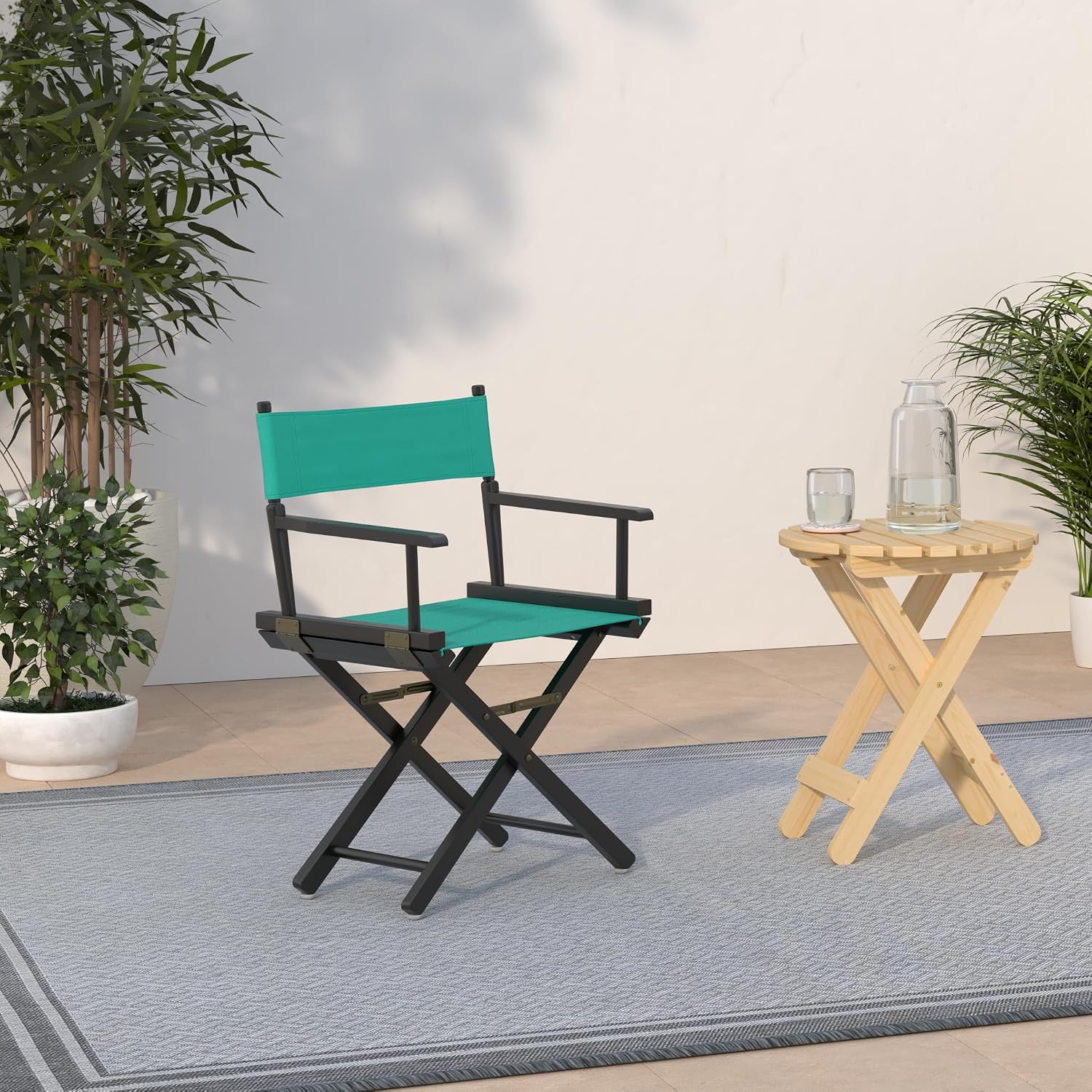Casual Home 18" Director's Chair Black Frame with Teal Canvas