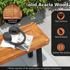RELAX4LIFE 60’’ Outdoor Bench Acacia Wood, 3-Person Backless Patio Benches with Heavy Duty Metal Frame, Wooden Picnic Dining Garden Bench for Outside Backyard Park Porch, 800 LBS Weight Capacity