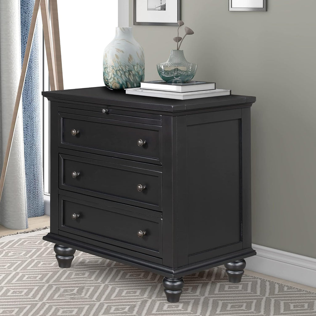 28'' Painted Nightstand with Pull Out Tray, Bedside Cabinet with 3 Drawers, Sofa Side Table with Rubber Legs and Metal Handle for Bedroom Sofa Couch Office