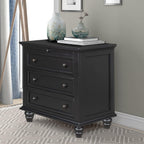 28'' Painted Nightstand with Pull Out Tray, Bedside Cabinet with 3 Drawers, Sofa Side Table with Rubber Legs and Metal Handle for Bedroom Sofa Couch Office