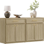 SICOTAS Buffet Cabinet with Storage Tall Modern Accent Storage Cabinet with Doors and Shelves 60 inch Wide Wooden Sideboard Credenza Buffets Console Table Coffee Bar for Kitchen Dining Living Room