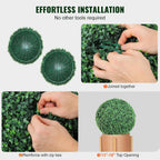 VEVOR 2 Pcs 20” Artificial Plant Topiary Ball, Faux Boxwood Balls with 2 LED Light String, All-Year Green Faux Plant Decorative Balls for Backyard, Balcony,Garden, Wedding and Home Décor