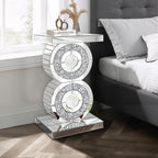 Pregaspor Crushed Diamond Mirrored End Table, Unique Side Table with Crystal Inlay,Coffee Table for Living Room Bedroom