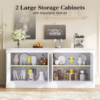 AMERLIFE 72" Farmhouse Sideboard Buffet Cabinet with Barn Doors, Storage Console Table with Adjustable Shelves, Coffee Bar/TV Stand for Living Room, Kitchen, Entryway, White