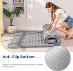 MAXYOYO Japanese Floor Futon Mattress Full Size, 3" Thicken Tatami Sleeping Pad Foldable Roll Up Mattress, Portable Floor Mattress Pad for Adults, Guest Room, Camping, Grey