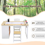 Garvee 4 in 1 Kids Art Table and Chair Set, Toddler Craft Table with Large Storage Drawers & Portable Art Organizer, Wooden Drawing Desk for Children, Activity Desk, Home Study Table & Toy Station