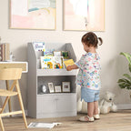 Toy Storage Cabinet, Bookcase Bookshelf for Room, Bedroom, Playroom, Nursery, Gray