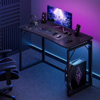 JOYMOOP Black 31.5" Folding Desk, No Assembly Small Foldable Desk for Home, Office, Wooden Top Folding Computer Desk for Working, Writing, Studying