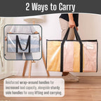 VENO 2 Pack Clear Moving Bags Heavy Duty, 90L Extra Large Transparent Storage Bags, 50lbs Loads, Zippers, Handles & Tag, Moving Boxes Alternative for College Dorm Essentials, Closet